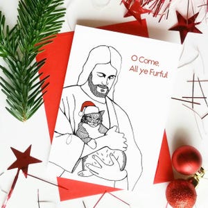 Grappige Jezus-kerstkaart - Oh Come All Ye Furful