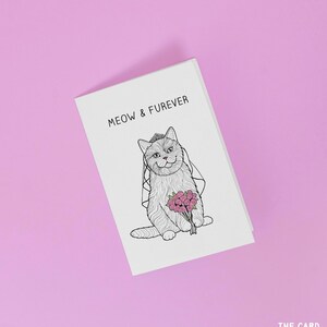 Cartão de casamento engraçado de gato - Meow & Furrever