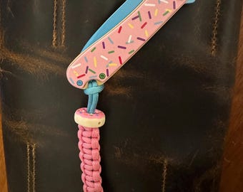 550 Paracord Dessert Krieger Messer Lanyard mit 2 Gummi Donut Perlen