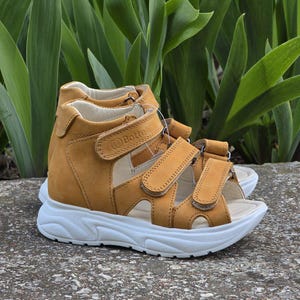 Orthopedic Sandals for Boys | Leather Arch Support Sandals with Velcro | Summer Shoes | EU 26-36