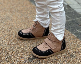 Pink Handmade Orthopedic Leather Baby Boots | Arch Support, Soft Ankle & First Steps Winter Shoes