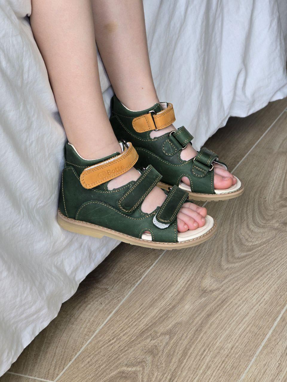 Green Kids Orthopedic Sandals Handmade Genuine Leather Anti Valgus Arch…