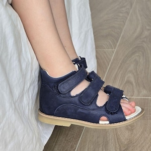 Orthopedic Sandals for Boys | Leather Arch Support Sandals with Velcro | Summer Shoes | EU 18–40
