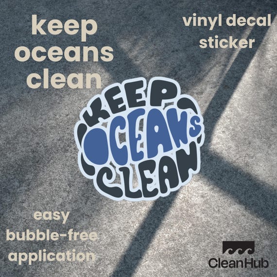 keep oceans clean Decal Sticker | Eco-Friendly Ocean Conservation Gift | Save Our Seas | Sustainable Ocean Lover Decor| Ocean Lover Gift |