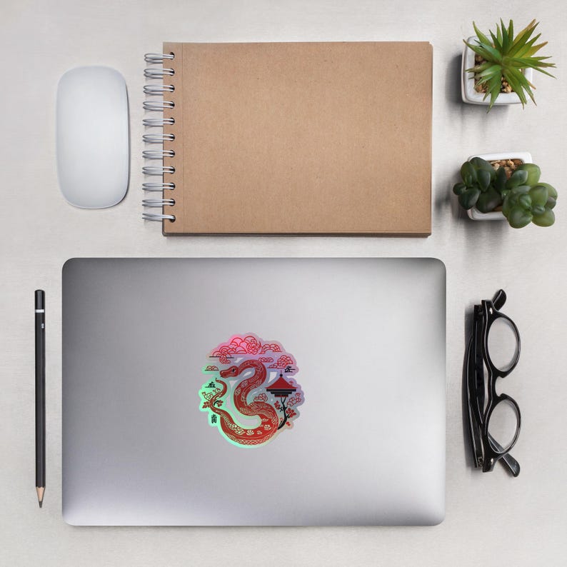 year of the snake Holographic Sticker | Chinese Zodiac 2025 | Unique Lunar Sticker | Zodiac Sign Gift Idea