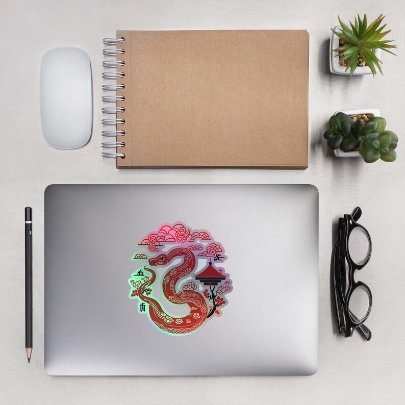 year of the snake Holographic Sticker | Chinese Zodiac 2025 | Unique Lunar Sticker | Zodiac Sign Gift Idea