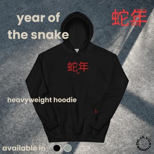 year of the snake Heavyweight Hoodie | Unique Lunar New Year Design | Chinese Zodiac Gift | Chinese Script Clothing | Exclusive Snake Design