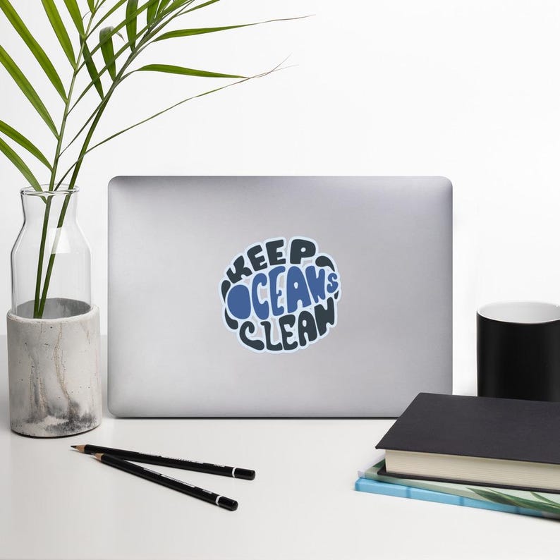 keep oceans clean Decal Sticker | Eco-Friendly Ocean Conservation Sticker | Save Our Seas | Ocean Lover Gift | Sustainable Sticker Gift |