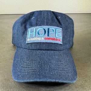 Dad hat with 'HOPE is making a comeback.' embroidered patch- DENIM