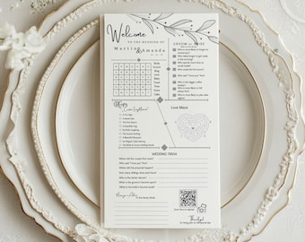 Wedding Table Games Cocktail Menu Activity Reception Wedding Bar Menu Activities Program Signature Drink Sign Template Dinner Party Menu