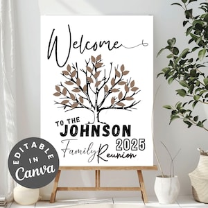 Black Family Reunion Welcome Sign, Personalized Family Gathering Decor, Custom Printable Poster for Family Events Sign, Family Tree Signage
