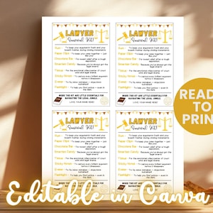 Lawyer Survival Kit Tags, Law School Graduation Gift, Bar Exam Prep ...