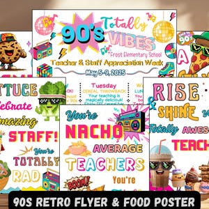 90s Retro Theme Teacher Appreciation Week Itinerary Printable Food ...