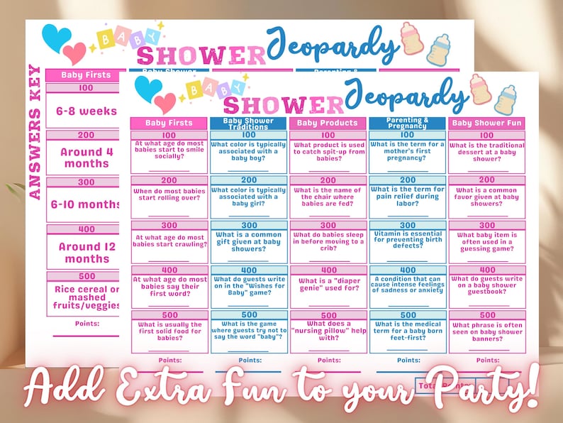 Baby Shower Jeopardy Game Sheet Printable Jeopardy Baby Shower Game ...