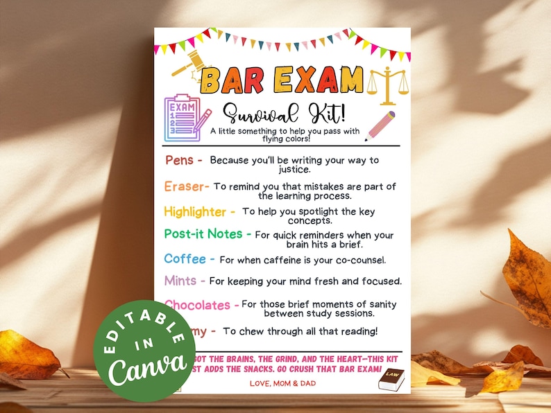 Bar Exam Survival Kit, Law School Graduation Gift, Bar Prep Care ...