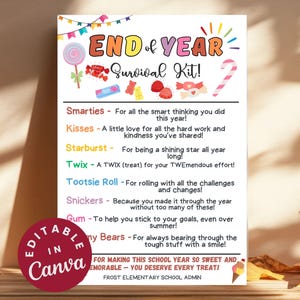 End of the School Year Survival Kit, Teacher Appreciation Gift, End of Year Treats, Fun Classroom Supplies, Summer Survival Kit Tag, PTO PTA