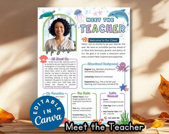 Under the Sea Meet the Teacher Template Editable Fish Theme Welcome Letter Back to School Flyer All about Me Ocean First Day of School Note