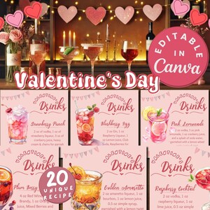 Galentines Cocktail Signature Drink Sign Printable Recipe Cards