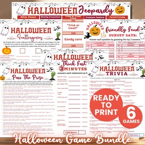 Halloween Trivia Game Bundle, Fun Printable Games for Halloween Party, Family Activities, Kids Classroom Halloween Game Office Holiday Party