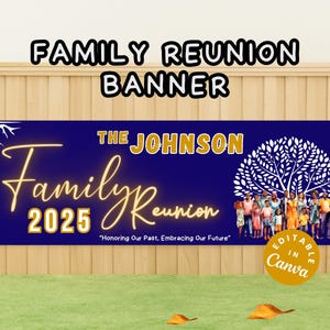 Royal Blue Family Reunion Banner, Custom Family Tree Sign Personalized Decor Family Event Ideas Black Family Reunion African American Banner