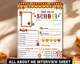 Circus All About Me Interview Sheet Carnival Back to School Printable Kids First Day of School Student Questionnaire Favorite Things PDF
