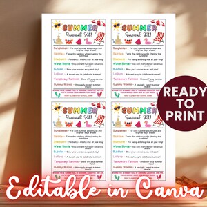 Teacher Summer Survival Kit for Kids, Printable Gift Tags for End of ...