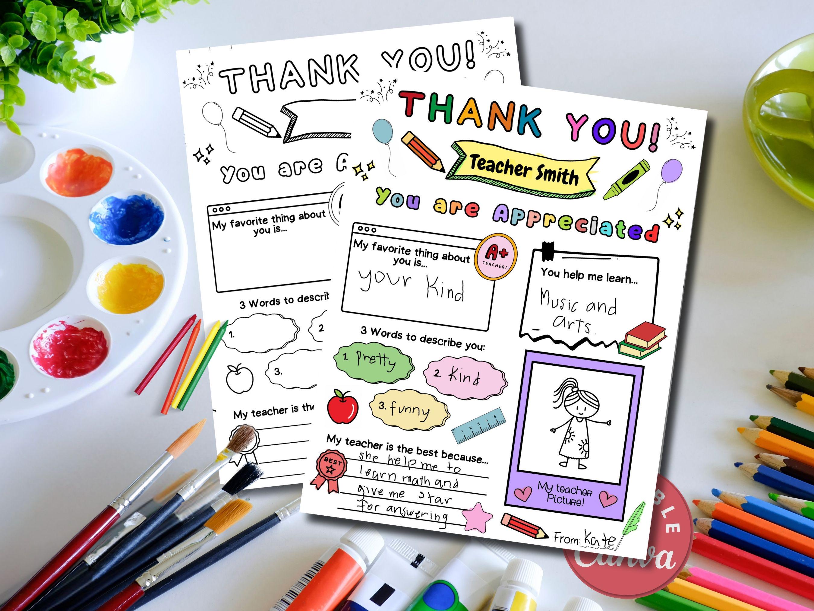 Coloring Teacher Appreciation Week Card Editable Template Printable ...