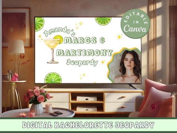 Margs and Matrimony Bachelorette Jeopardy Party Game Editable Bridal Shower Game Template Final Fiesta Bachelorette Mexico Beach Trivia Game