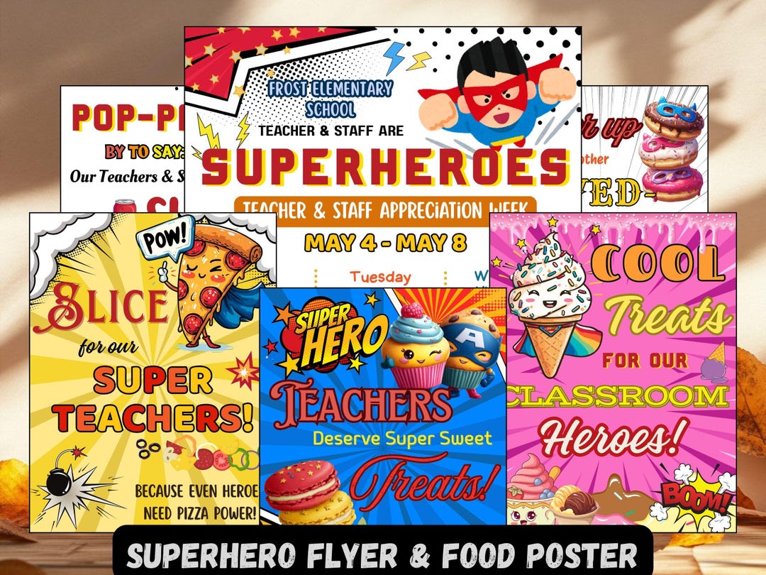 Superhero Teacher Appreciation Week Itinerary Super Teacher & Staff ...
