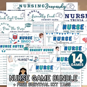Nurse Trivia Game Bundle Printable Nurse Jeopardy Medical Emoji Nurses Graduation Pass the Gift Retirement Feud Nurse Appreciation Week Game