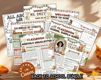 Woodland Animals Meet the Teacher Bundle Wild Theme Welcome Note Back to School Flyer All about Me Class Decor Newsletter School Supply List