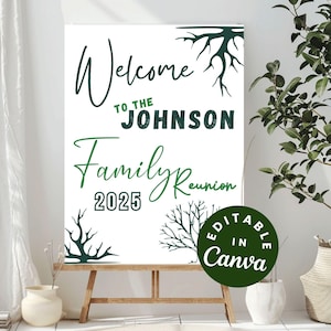Family Reunion Welcome Sign, Custom Family Tree Decor, Personalized Gathering Poster Family Event Decoration Family Tree Banner Reunion Sign