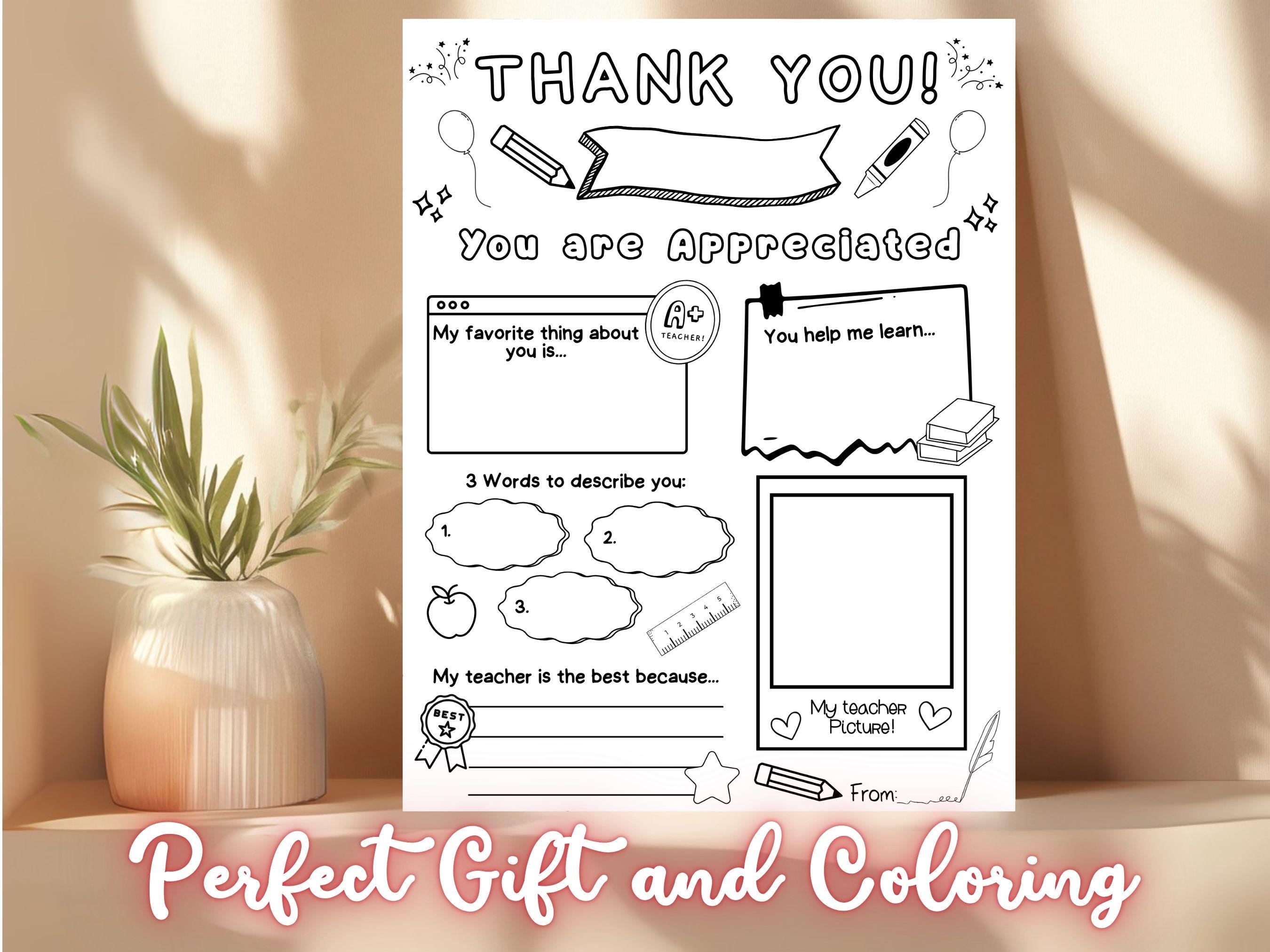 Coloring Teacher Appreciation Week Card Editable Template Printable ...