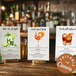 20 Signature Drink Schild Hochzeit Cocktailkarte Rezept Kartenvorlage Weihnachtskarte Set 3 Print Aperol Spritz Bar Cocktail Geschenk für Trinker
