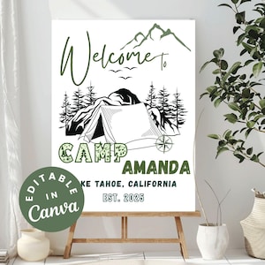 Welcome to Camp Bachelorette Sign, Editable Camp Bach Welcome Signage for Bachelorette Party Decor, Custom Welcome Sign for Bachelorette Fun