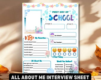Under the Sea All About Me Interview Sheet Ocean Back to School Printable Kids First Day of School Student Questionnaire Favorite Things PDF
