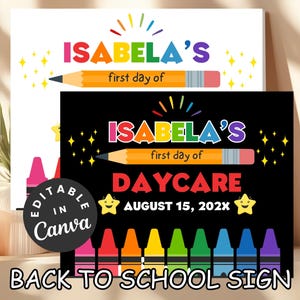 First Day of Daycare Sign Rainbow Personalized Back to School Sign Pencil School Photo Prop Last Day of School Kids Milestone Sign Daycare