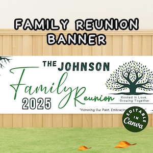 Family Tree Banner Sign Editable Family Reunion Welcome Sign Banner Personalized Outdoor Family Gathering Gift Family Reunion Vinyl Backdrop