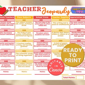Semana de valorização do professor Jogo de perguntas e respostas para impressão Jogo de perguntas e respostas para professores Jogo de perguntas e respostas para professores do ensino fundamental Cartão-presente para professores aposentados Impressão de artesanato