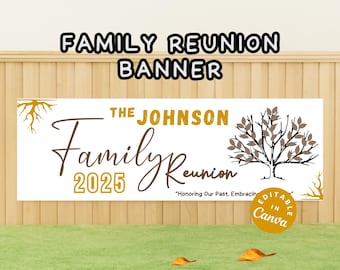 Family Reunion Tree Banner, Custom Family Gathering Decor, Personalized Family Tree Sign, Reunion Welcome Sign Banner, Outdoor Family Banner