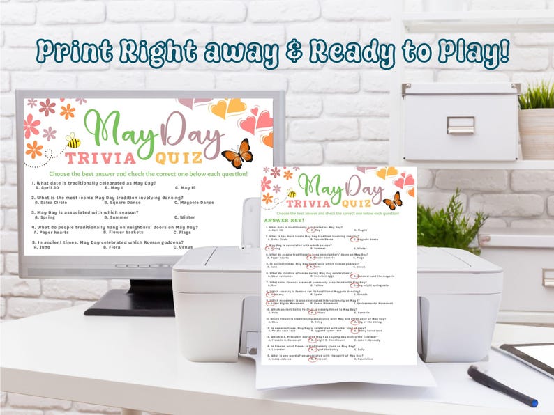 May Day Trivia Fun Spring Trivia Game Printable Family Game Night ...