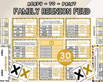 30 Family Reunion Friendly Feud Printable Fun Family Trivia Game Night Printable Family Reunion Trivia Party Game Family Reunion Feud Cards