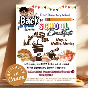Back to School Breakfast Ideas Teacher and Staff Appreciation Flyers Editable Back 2 School Breakfast Brunch Invitation Breakfast Parent DIY