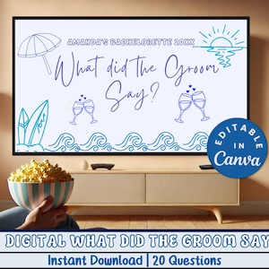 Retro What Did the Groom Say Bachelorette Trivia Last Toast on the Coast Canva Presentation Bridal Shower Bach Drinking Game Hens Party PPT