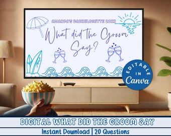 Retro What Did the Groom Say Bachelorette Trivia Last Toast on the Coast Canva Presentation Bridal Shower Bach Drinking Game Hens Party PPT
