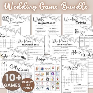 Minimalist Wedding game bundle perfect for bridal shower games and wedding reception table game ice breaker for guest Activity Cocktail Hour
