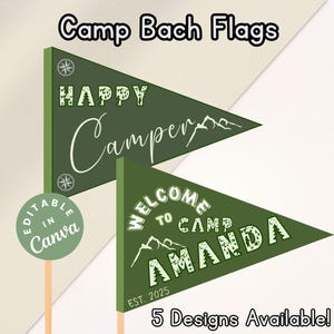 Lager Wimpelfahne Bachelorette Flagge Camp Bach Banner Benutzerdefinierte Flagge für Camping Party Dekor Personalisierte Bachelorette Wandteppich, Glamping-Ideen