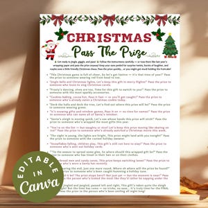 Christmas Pass the Prize Game, Holiday Trivia Party Printable Games for Kids and Adults,  Left Right Game, Christmas in July Pass the Gift