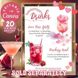 Galentines Cocktail Signature Drink Sign Printable Recipe Cards
