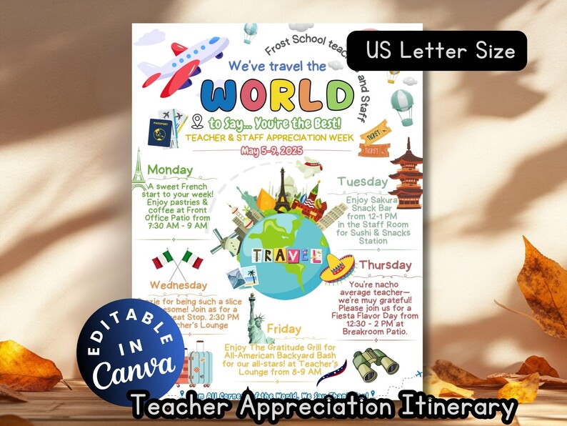 Around the World Teacher Appreciation Week Itinerary Bundle ...